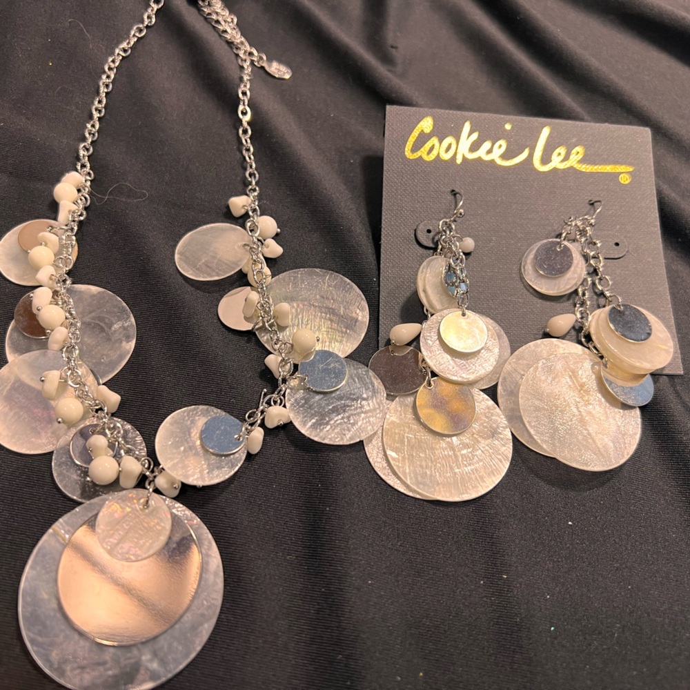 Cookie Lee- genuine capiz shell necklace and earrings